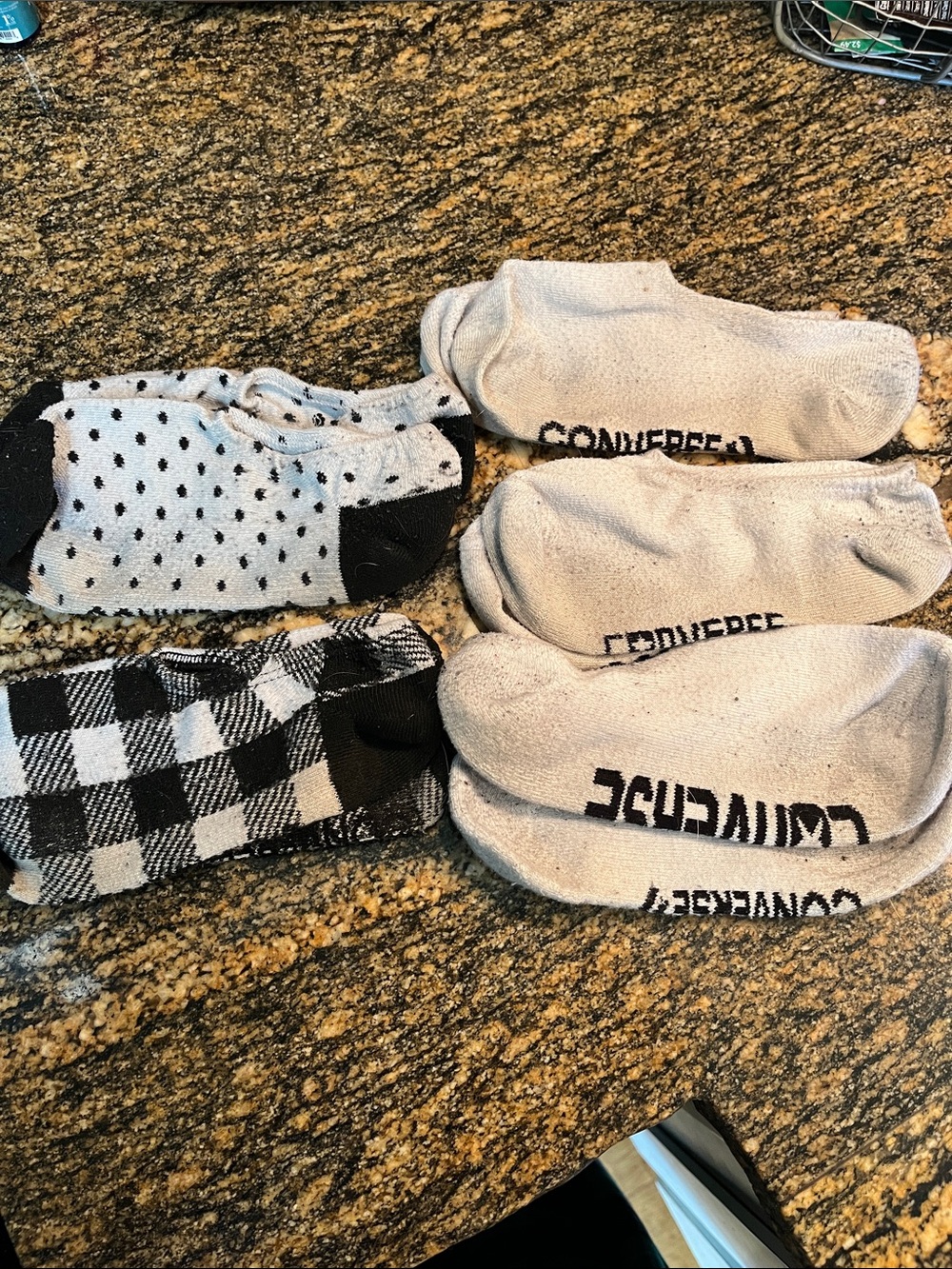 A set of five pair of Converse ankle socks, shoe size 6–8